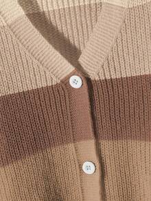 Sparklyn 少女彩虹色拼接休闲时尚修身针织开衫毛衣，秋冬季 - 彩色 - 查看 4