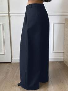 DAZY 纯色加厚保暖哈伦裤，休闲街头风女裤，秋冬款 - 藏蓝色 - 查看 2