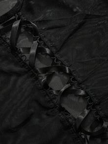 SpicyHot 3pcs/Set Sexy Backless Lingerie Set (Wireless, Nipple Covers) - Black - View 4