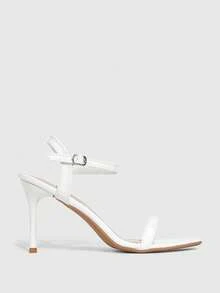 CUCCOO SZL Women's Elegant Pointed Toe Heeled Sandals, Minimalist Design For Commuting - White - View 2