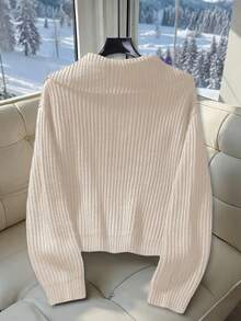 Resyla Áo khoác cardigan dài tay có khóa kéo, màu trơn, thường ngày, đa năng - Màu be - Xem 2