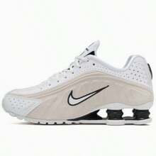 Nike Shox R4 Unisex Sneakers Summit White/Blue HQ7739 - Summit White/Light Orewood Brown/Black - View 2