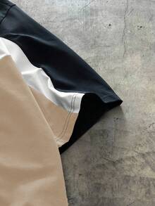 AXEPEAK Camiseta de hombre con diseño de cuello redondo y patchwork de varios tamaños - Multicolor - Ver 5