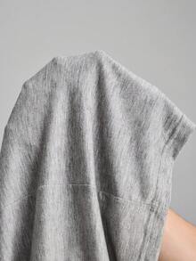 Ontre 2025 New Autumn Women's Draped Neck 3/4 Sleeve Top, Elegant Style, Material, Fabric, Knit Fabric, Ladies Business Casual T-Shirt, Office Commute Basic Blouse - Grey - View 7