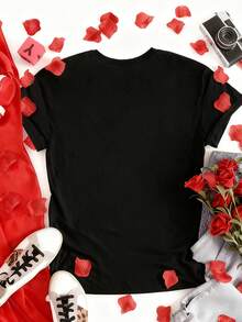 EMERY ROSE Women's T-Shirt Short Sleeved Casual Top Tees Simple Women Tops - Black - View 2