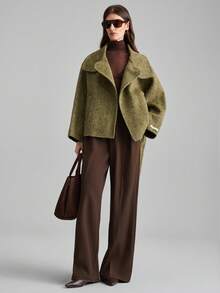 Ontre 女士翻领大衣，都市通勤商务休闲外套，办公室着装，优雅，春夏款，适合情人节派对和聚会 - 綠色 - 查看 5