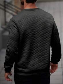 Manfinity Homme 1 Áo nỉ chui đầu cổ tròn dài tay màu trơn cho nam, mùa thu - màu đen - Xem 2