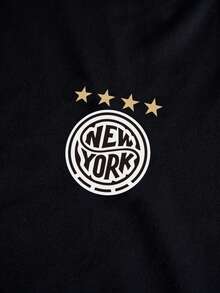 Aesthetic Post Conjunto de pantalones cortos y manga raglán Manfinity Hypemode para hombre, deportivo y casual, con bloques de color y estampado digital de Nueva York - Multicolor - Ver 6