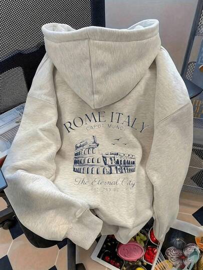 Sudadera Con Capucha Y Bolsa Canguro Con Estampado De Rome Italy Roma Italia Monumento Italiano Colisseo Dibujo Sudadera Unisex Para Hombre Y Mujer Casual Para Uso Diario Ideal Para Todo El Año.