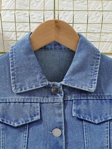 SHEIN Tween Girl Summer Daily Casual Denim Jacket And White Dress 2pcs/Set - Multicolor - View 6