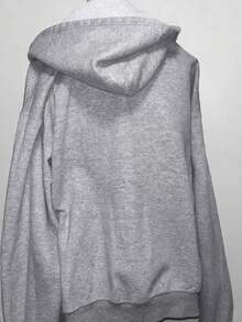 SHEIN Áo khoác nỉ dài tay rộng rãi, hở trước, in kỹ thuật số dành cho nữ - Nhiều màu - Xem 2