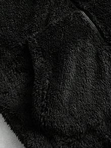 PAVTROS 男士连帽衫套装，男士街头服饰，宽松，品牌，“我爱我的男朋友”，图案，男朋友，连帽衫，毛绒保暖面料，饰有刺绣图案，搭配连帽卫衣套装 - 黑色 - 查看 5