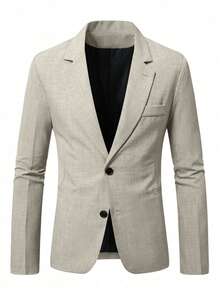 Manfinity Mode Men Space Dye Pocket Single Breasted Blazer - Khaki - View 4