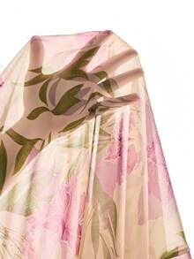 Bộ 2 áo khoác cardigan tay đèn lồng họa tiết hoa cho bé gái tuổi teen và váy cổ tròn màu trơn trang phục thanh lịch, bộ 2 áo thường ngày cho kỳ nghỉ xuân thu, trang phục hàng ngày, Jalabiya Ả Rập giản dị - Màu tím - Xem 10