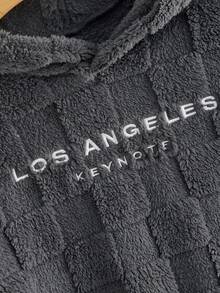 HIMLAND بلوزة هودي كاجوال طويلة الأكمام مطرزة بالحرف، مناسبة للخريف والشتاء - رمادي غامق - مشاهدة 3