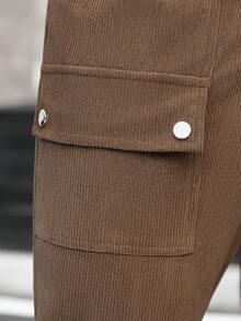 Manfinity CasualCool Men's Casual Everyday Commute Fashion Street Corduroy Slant Pocket Straight Leg Pants, Brown, Autumn/Winter Cargo Joggers Men Men Cargo Pants Men Pants Brown Cargo Pants Men S Cargo Sweat Pants Old Money,Daily Leisure, Weekend Trips, Outdoor Activities, Travel Expeditions, Relaxed Work Environments Or Semi-Formal Occasions, Boyfriend/Husband Gift, Anniversary /Birthday Gift Party Christmas New Years - Brown - View 6