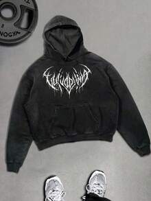 Sport MetroGents Regular Fit Men's Plain Black Hoodie With Drawstring And Graphic Details For Sport Or Leisure Gothic Hoodies Custom Hoodies Graphic Hoodies Vintage Hoodies Black Hoodies