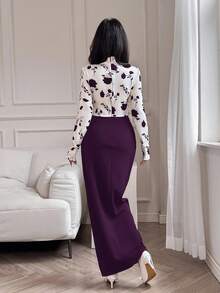 Feyla 优雅修身女士长裙，简约时尚，适合日常休闲穿着和晚宴场合。 - Bold Plum - 查看 7