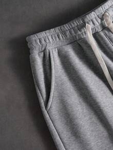 PAVTROS Men Hoodie Co-Ords,Men's Streetwear,Baggy,Brand,I Love My Boyfriend,Graphic,Boyfriend,Men's Hooded Sweatshirt Set With Structural Line Splicing, Foam Print, And Star Pattern. - Light Grey - View 11