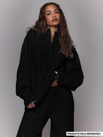 MUSERA 超大款纽扣前开襟高领针织套头衫，适合冬季外出、日常休闲、夜间外出、街头风、水洗时尚、春季Y2K风格、度假风。