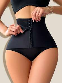 1件装女士高腰塑身短裤，强力收腰，性感网纱提臀塑形裤 - 黑色 - 查看 6