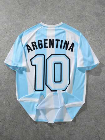 Manfinity Sporsity Men's Casual Colorblock Striped Short Sleeve T-Shirt, Summer