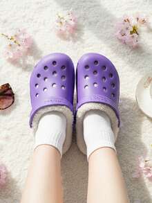 Nuevas pantuflas térmicas casuales de moda de invierno, cómodas para usar dentro y fuera del hogar - Morado - Ver 1