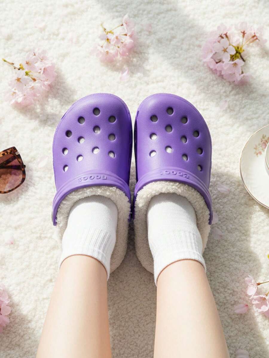 Nuevas pantuflas térmicas casuales de moda de invierno, cómodas para usar dentro y fuera del hogar - Morado - Ver 1