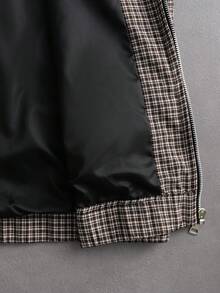 TOKVUE Chaqueta casual para hombre, chaqueta holgada con cremallera y estampado a cuadros de estilo callejero INS, adecuada para todas las estaciones, apropiada para festivales de música y combinación diaria, regalo para novio/esposo, Y2K - Caqui - Ver 8