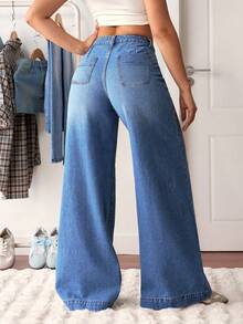 Pantalones para mujer pantalón pantalones de dama pantalones baggy pantalones de mezclilla mujer pantalones>cargo pantalones de mujer>cargo vaquero para mujer outfit - Negro - Ver 4