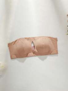 NudeFit 极简纯色镂空女士抹胸文胸 - 杏色 - 查看 6