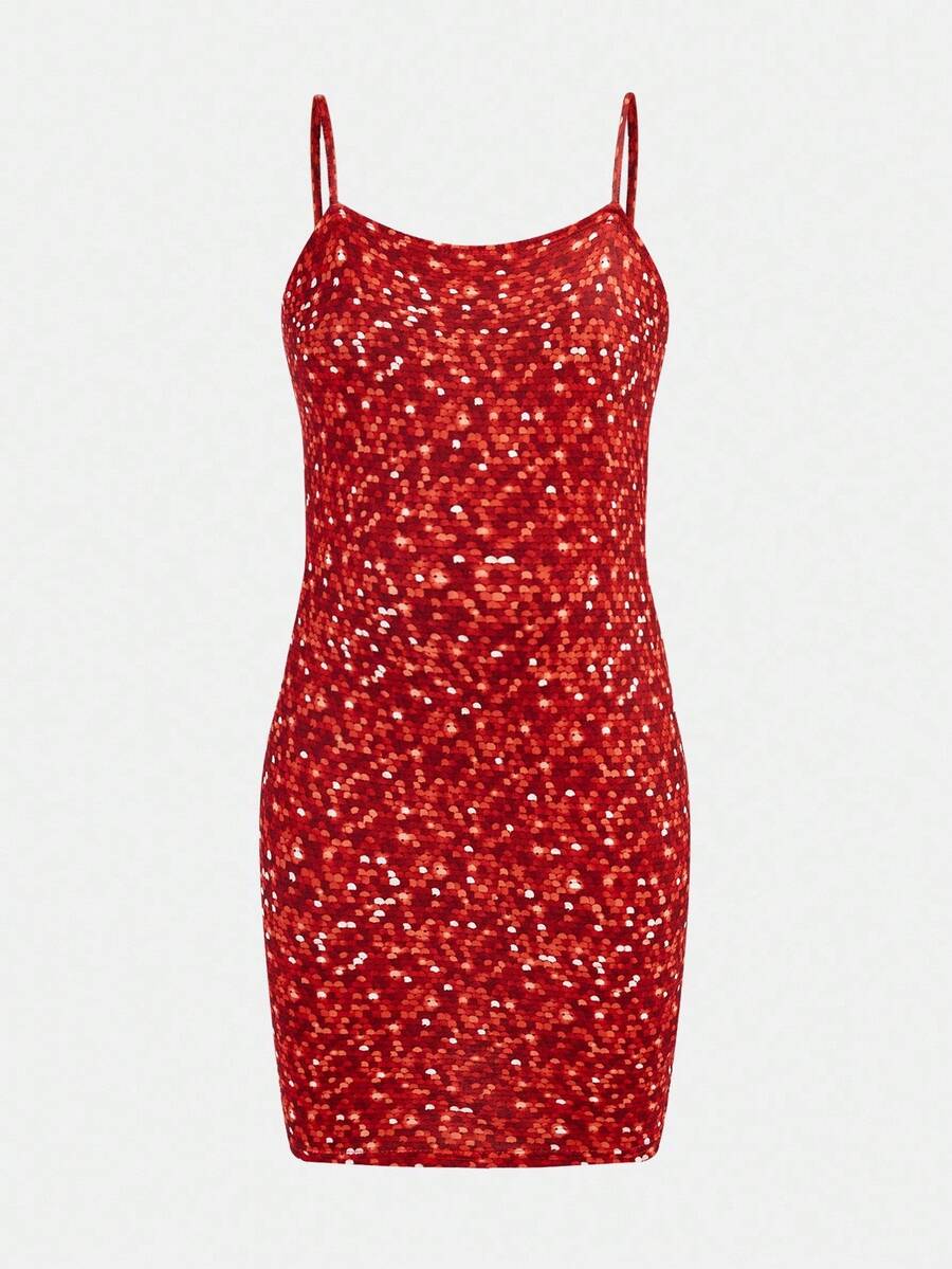 Tween Girls Glittrigt Paljetttryckt Linne med Snug Fit, Avslappnad & Mångsidig För Högtider & Fester - Röd - Visa 1