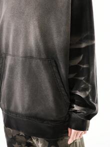 Bloopia Women's Vintage Cat Whisker Print Distressed Style Pullover Sweatshirt, Casual Retro Style, Autumn/Winter - Grey - View 6