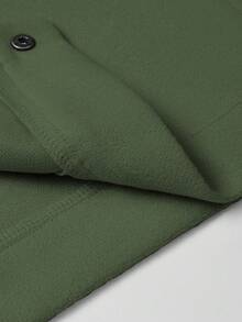 Manfinity Homme Men Long Sleeve Button Front Flap Pocket Overcoat , Fall Winter - Army Green - View 4