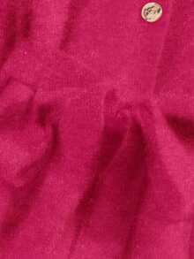 SHEIN LUNE 女士圆领纽扣腰带长款针织毛衣连衣裙 - 玫紅色 - 查看 4