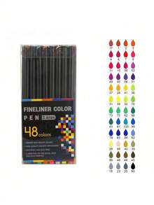 12/24/36/48pcs Colored Painting Set Include Outlining Pens, Marking Pens, Drawing Pens, Art Supplies, Fineliner Pens, Diary/Planner Pens, Fine Line Pens For Writing Notes, Calendar/Agenda Coloring, 0.4mm Felt Tip Fine Line Pens In Vibrant Colors, Ideal For Adult Coloring, Writing, Drawing, Teachers And Students, Christmas Gifts, Back To School - Multicolor - View 13