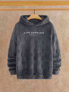 HIMLAND بلوزة هودي كاجوال طويلة الأكمام مطرزة بالحرف، مناسبة للخريف والشتاء - رمادي غامق - مشاهدة 6