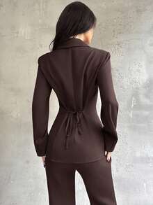 Firerie 女式优雅复古钱币图案西装外套和修身喇叭裤套装