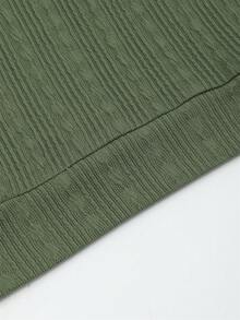 Manfinity Homme Sudadera de cuello redondo de unicolor con relieve para hombres - Verde militar - Ver 3