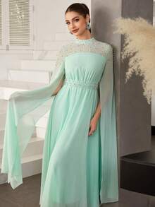 Modelyn Váy dài tay bồng bềnh đính đá sang trọng dành cho nữ - Màu xanh Bạc hà - Xem 5
