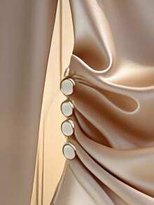 Franclia This Stylish New Minimalist Solid Champagne-Colored Glossy Jumpsuit Features A Satin Satin Collar, Long Sleeves With Pleated Waist And Button Details, And A Bow Tie. It's A Chic And Flattering Women's Jumpsuit That Flatters The Figure.Winter Clothes For Women,Christmas,New Year Clothes,White Outfit For New Year's Eve,Party,Beach,Elegant,Casual,Casual Outfit For Women,Romance, Valentine's Day, Dating,Graduation Season Attire, Fashionable Casual Commuter Wear, Business Office Wear, Versatile And Stylish Everyday Casual Wear, Urban Teacher's Professional Attire