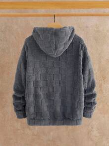 HIMLAND بلوزة هودي كاجوال طويلة الأكمام مطرزة بالحرف، مناسبة للخريف والشتاء - رمادي غامق - مشاهدة 2