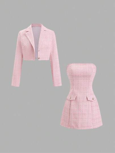 Sweetra 两件套女士复古红色套装，复古感高端品质腰部夹克和裙子套装，Y2K风格服装，圣诞节假日派对礼服，新年服装