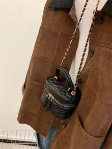 INAWLY Plus Size Women Vintage Casual Patch Pocket Front Button Splice Collar Jacket, Autumn Fall - Brown - View 3