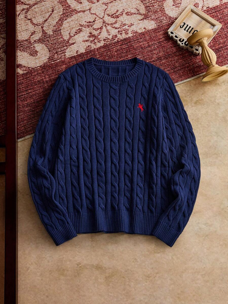 HIMLAND Men's Casual Loose Fit Long Sleeve Knit Sweater, & Daily Wear, School