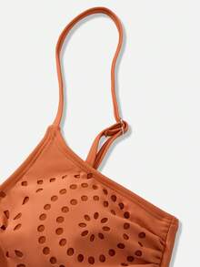 Swim Oasis 1 Bộ váy dài họa tiết jacquard thanh lịch màu cam nâu dành cho nữ - trái cam - Xem 5