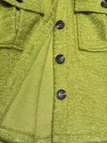 Maweii Plus Size Women's Pocket French Retro High Collar Cinched Waist Jacket - Green - View 7