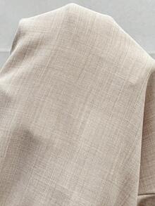 SHEIN 可调节腰带口袋时尚百搭孕妇阔腿裤 - 卡其色 - 查看 6