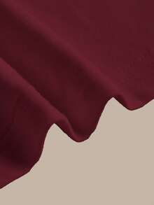 SHEIN BASICS 女款素色圓領落肩短袖休閒寬鬆百搭T恤夏季上衣 - 酒紅色 - 查看 8
