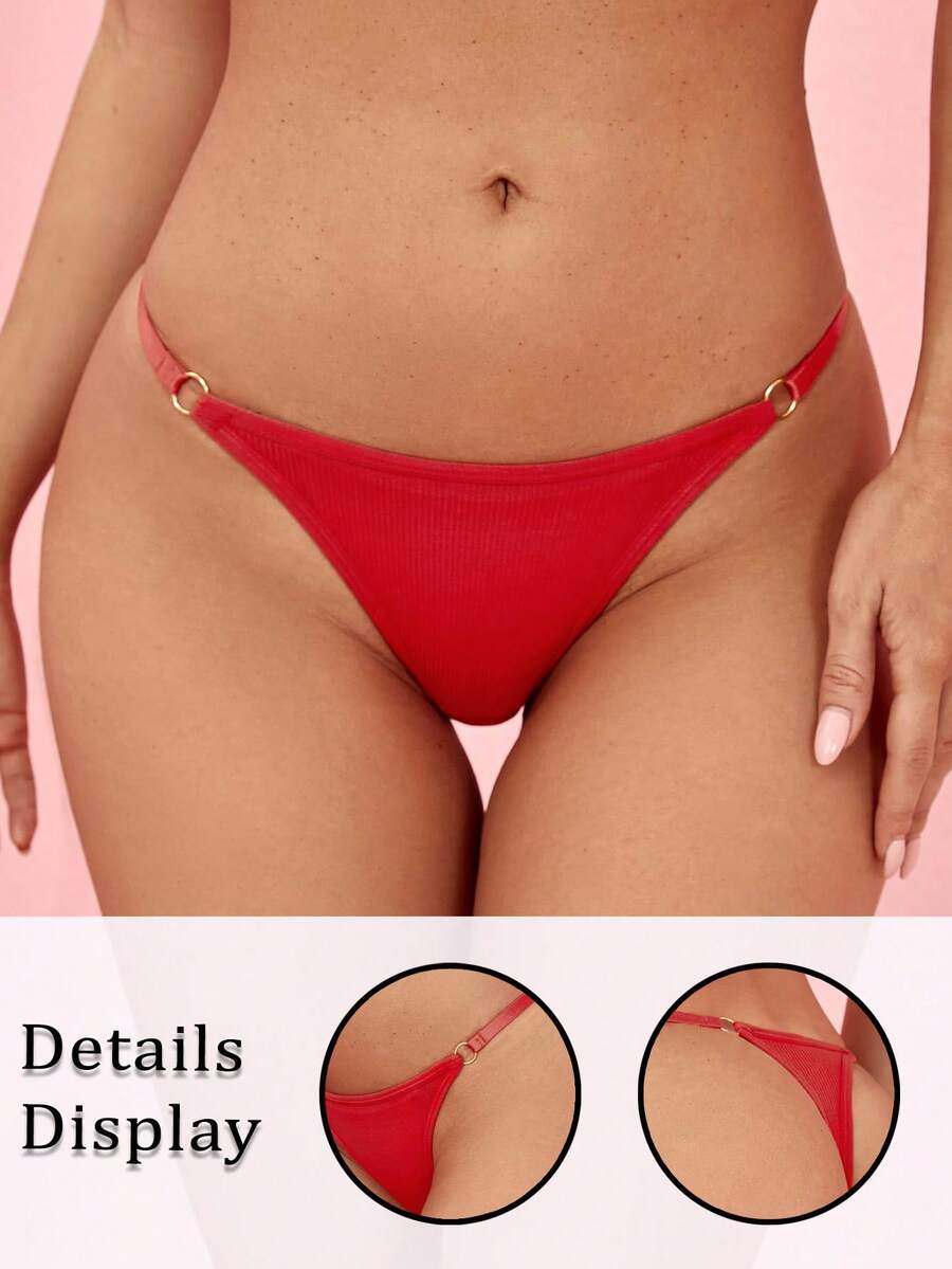 Ring Linked Sexy G-String Bridallingerie - Red - View 1